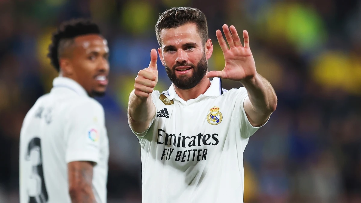 Nacho celebra un gol con el Real Madrid