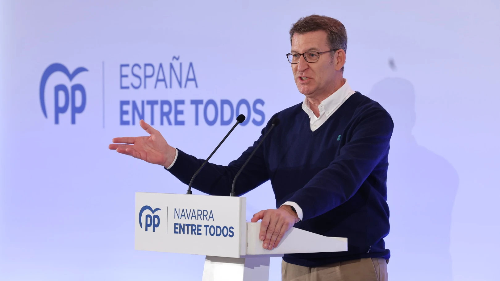 Alberto Núñez Feijóo, durante su acto en Cintruénigo