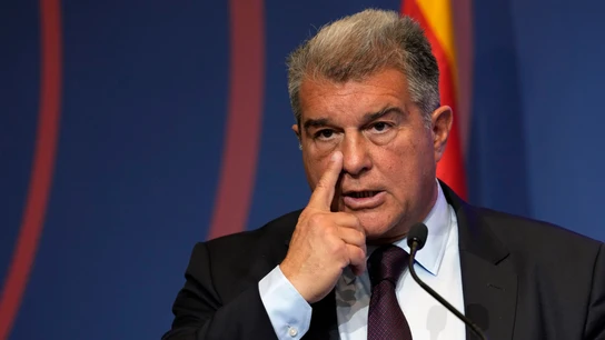 Joan Laporta, durante su comparecencia por el caso Negreira Joan Laporta, durante su comparecencia por el caso Negreira