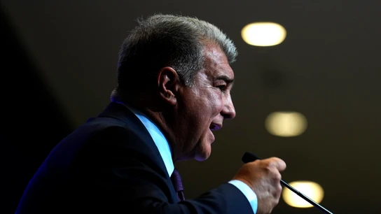 Joan Laporta, durante su comparecencia por el caso Negreira Joan Laporta, durante su comparecencia por el caso Negreira