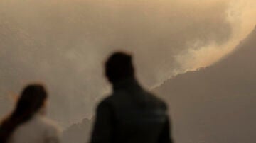 Llamas del incendio forestal declarado entre las localidades francesas de Cerbère y Banyuls-sur-Mer, que ha entrado en Cataluña por Portbou (Girona).