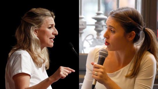 Yolanda D&iacute;az (izquierda) e Irene Montero (derecha)
