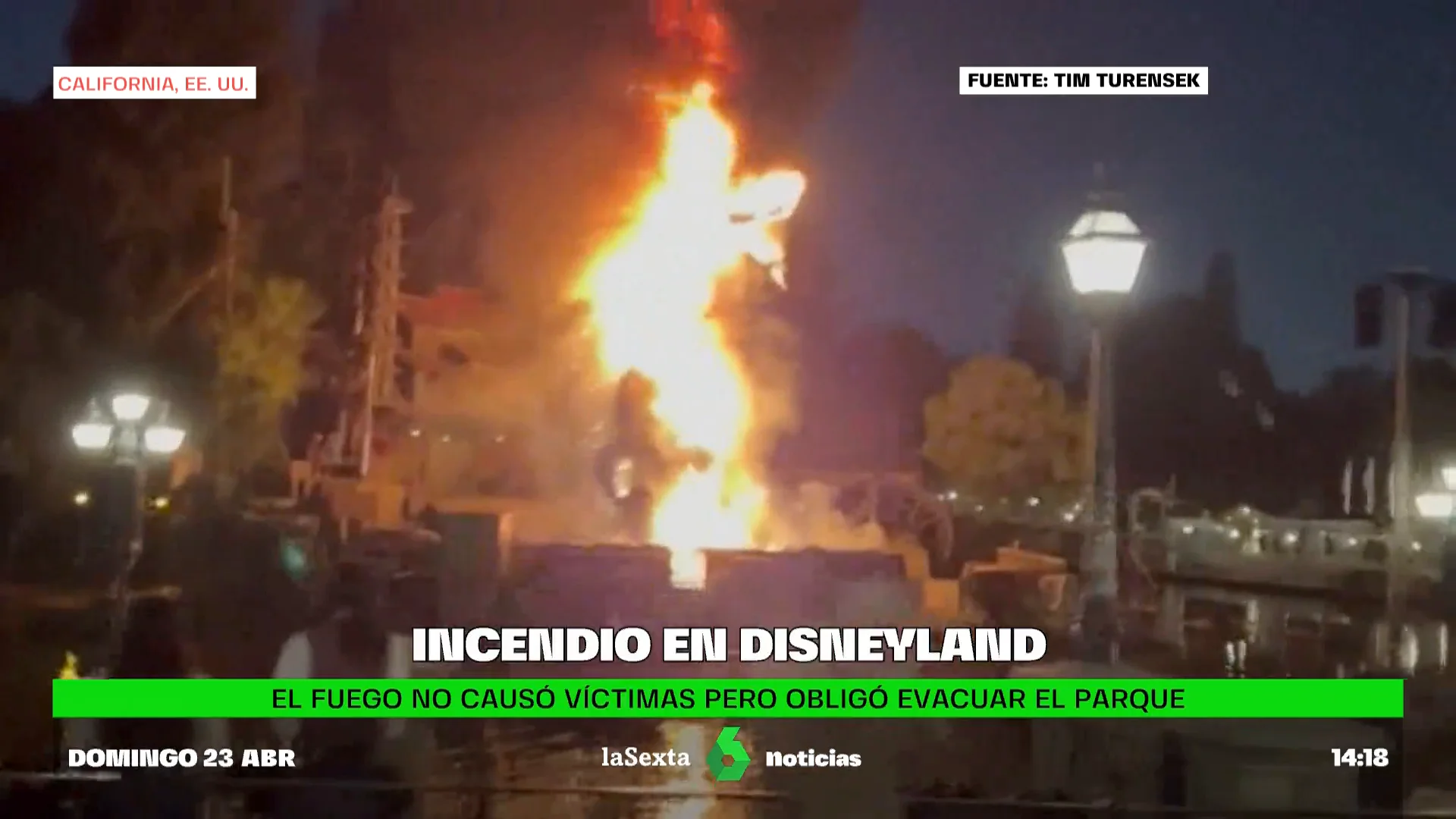 Una atracción de Disneyland California sale ardiendo y provoca el pánico entre los asistentes