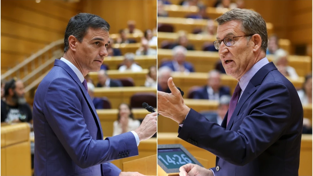 Pedro Sánchez y Alberto Núñez Feijóo, cara a cara en el Senado