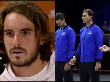 Tsitisipas / Rafa Nadal, Novak Djokovic y Roger Federer