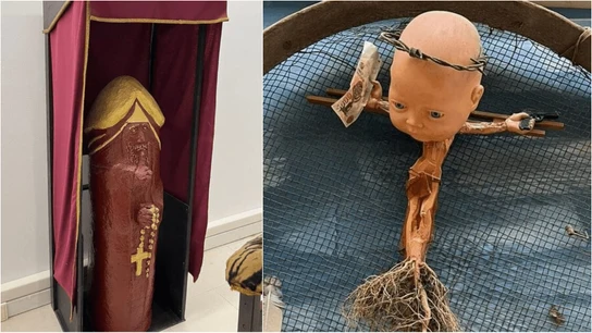Investigan una exposición con curas en forma de pene por posible delito contra los sentimientos religiosos Investigan una exposición con curas en forma de pene por posible delito contra los sentimientos religiosos