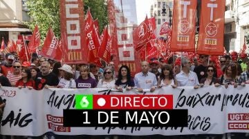 Cabecera de la manifestación convocada por sindicatos para celebrar el Día Internacional de los Trabajadores