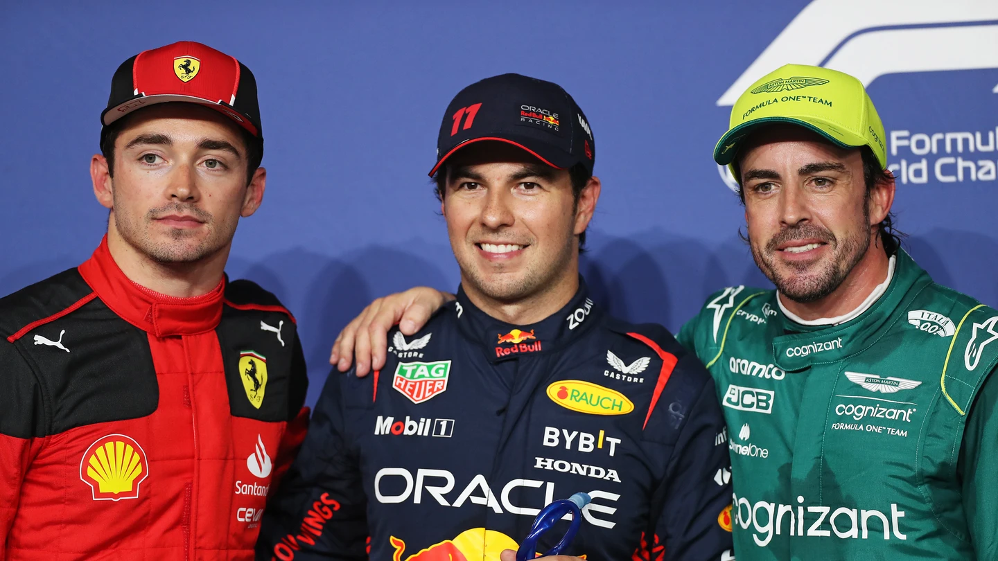 Charles Leclerc, 'Checo' Pérez y Fernando Alonso Charles Leclerc, 'Checo' Pérez y Fernando Alonso
