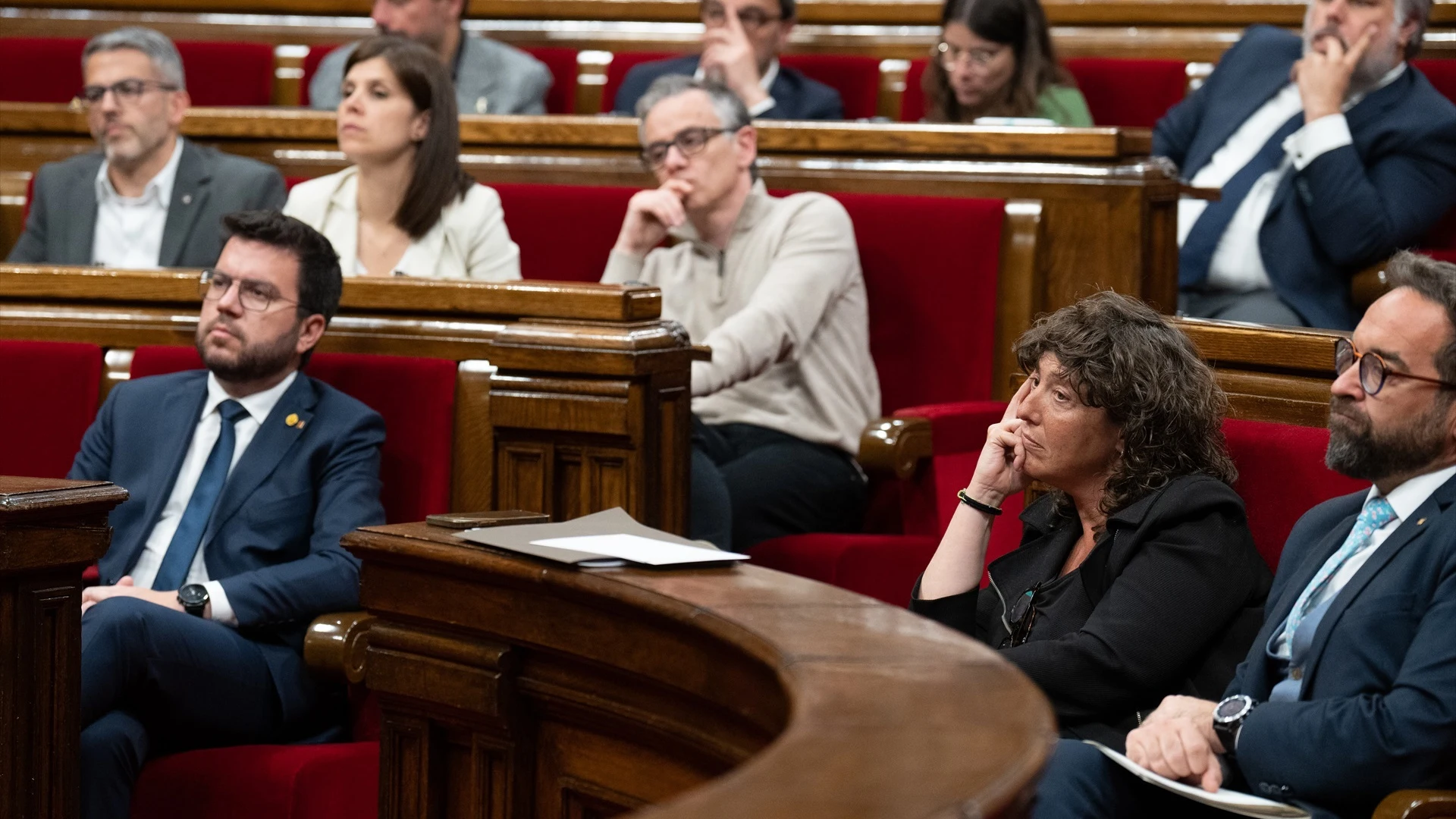 El presidente de la Generalitat, Pere Aragonès, durante una sesión plenaria en el Parlament