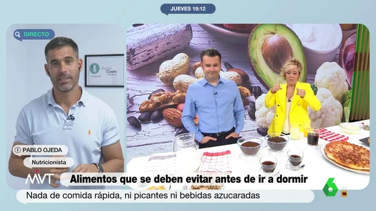 Pablo Ojeda desvela cuánto tiempo tienes que esperar para irte a dormir después de cenar y qué alimentos debes evitar Pablo Ojeda desvela cuánto tiempo tienes que esperar para irte a dormir después de cenar y qué alimentos debes evitar