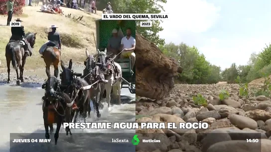 Los romeros se revuelven contra la Junta tras pedir un desembalse de agua para el bautismo de El Rocío: "No queremos un desperdicio" Los romeros se revuelven contra la Junta tras pedir un desembalse de agua para el bautismo de El Rocío: "No queremos un desperdicio"
