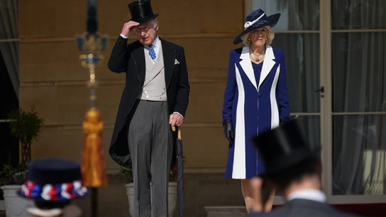 Carlos III y Camila Parker Bowles, en la fiesta del Palacio de Buckingham previa a la coronación del rey Carlos III y Camila Parker Bowles, en la fiesta del Palacio de Buckingham previa a la coronación del rey