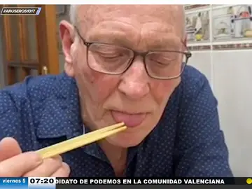 La reacción de un abuelo asturiano cuando le dan a probar sushi por primera vez: &quot;La madre que me parió&quot;