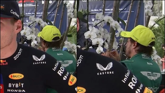 Fernando Alonso olfateando flores Fernando Alonso olfateando flores