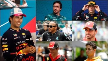 'Checo' Pérez, Alonso, Versappen, Hamilton, Sainz, Leclerc y Norris