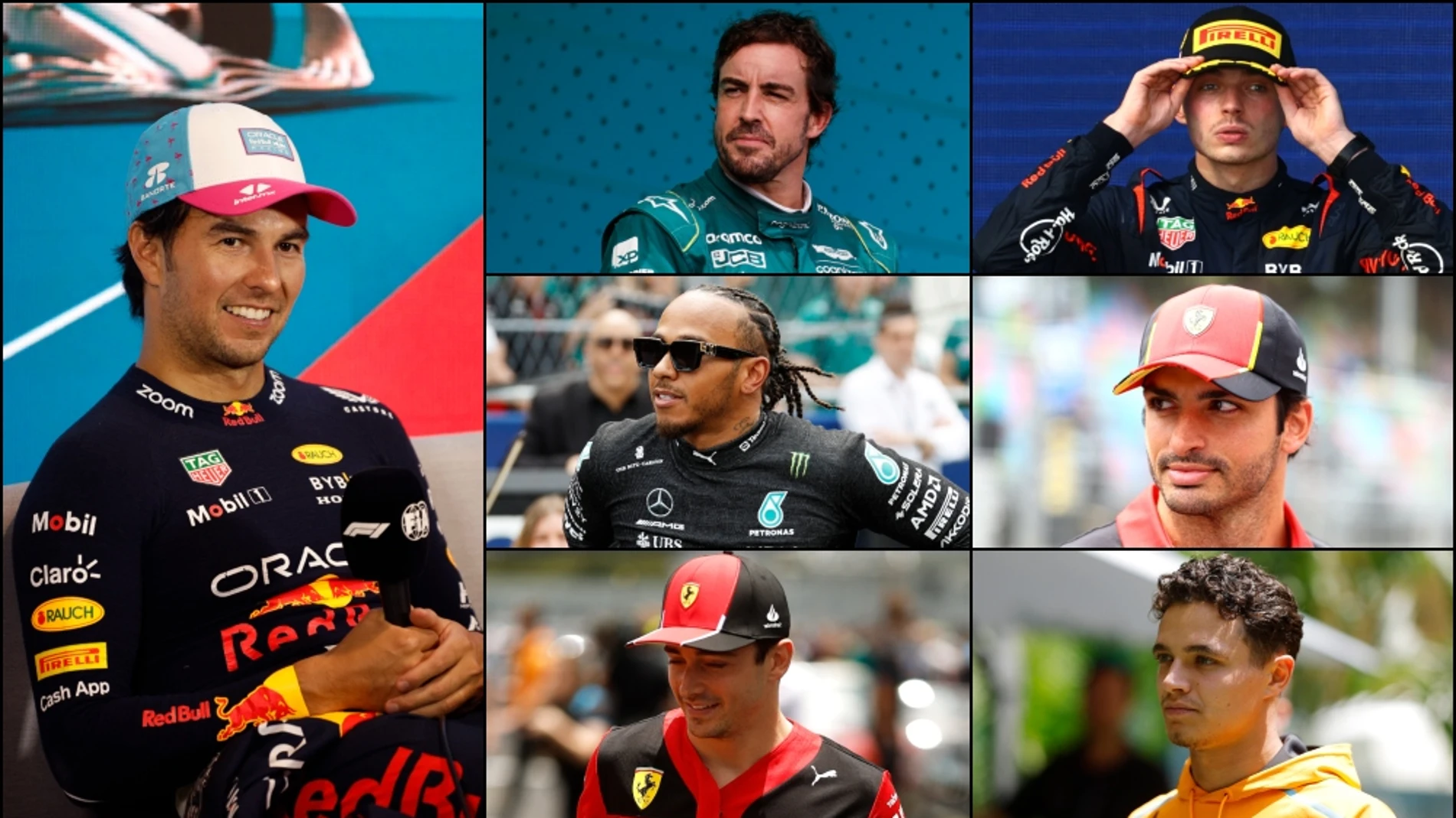 &#39;Checo&#39; Pérez, Alonso, Versappen, Hamilton, Sainz, Leclerc y Norris