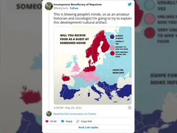 El mapa de Europa de 'en qué país te invitarían a comer a casa' que se ha hecho viral por lo tacaños que son en Holanda El mapa de Europa de 'en qué país te invitarían a comer a casa' que se ha hecho viral por lo tacaños que son en Holanda