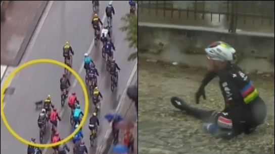 Accidente surrealista en el Giro de Italia: un perro provoca la caída de Evenepoel Accidente surrealista en el Giro de Italia: un perro provoca la caída de Evenepoel