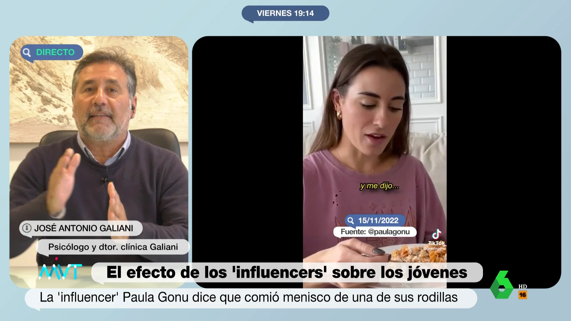 El consejo del psicólogo Galiani a los influencers: "Que lean el Quijote, se curtan e influyan de una manera realmente positiva" 