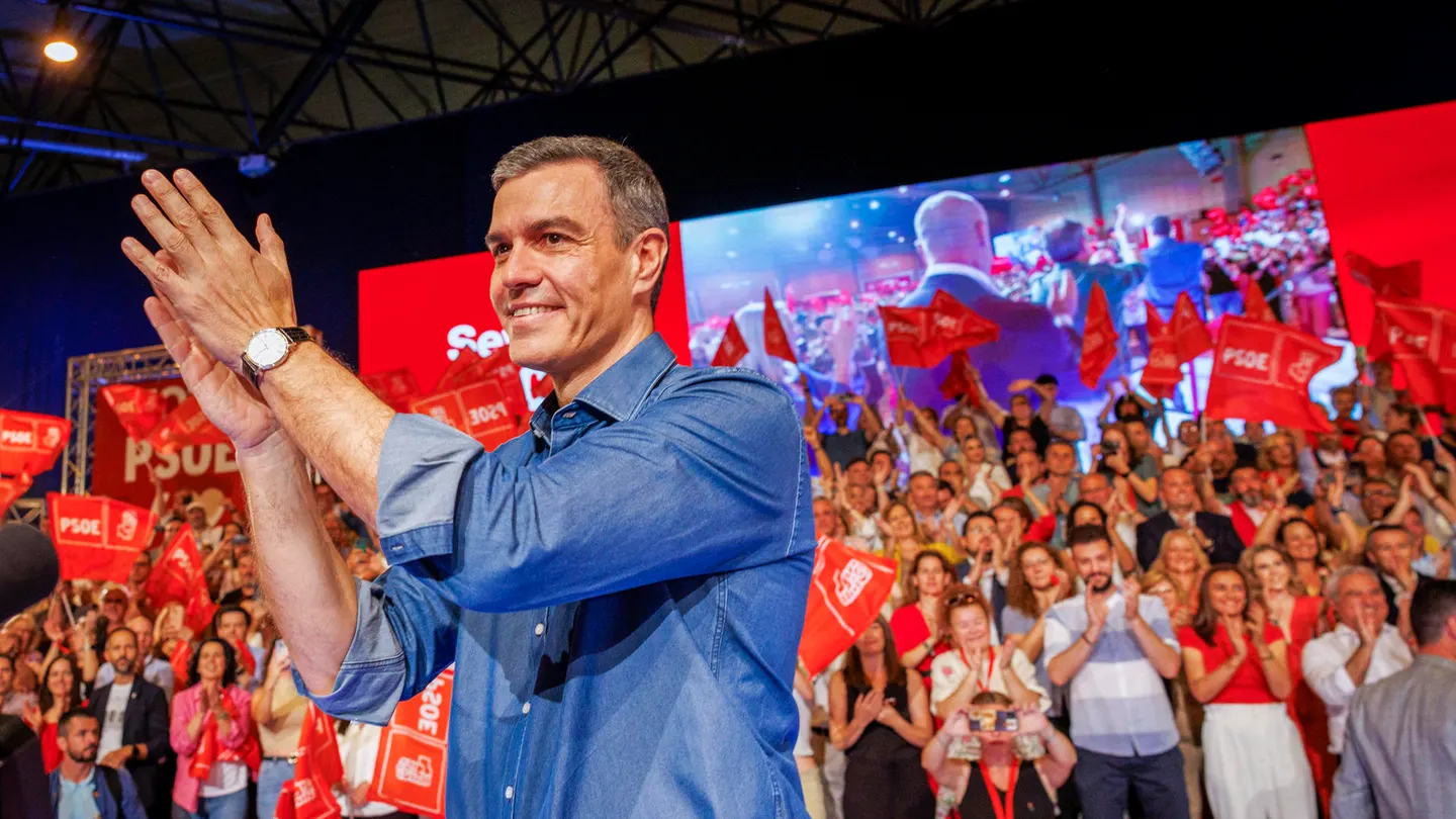 El presidente del Gobierno y secretario general del PSOE, Pedro Sánchez, durante el acto de campaña del alcalde de Sevilla El presidente del Gobierno y secretario general del PSOE, Pedro Sánchez, durante el acto de campaña del alcalde de Sevilla