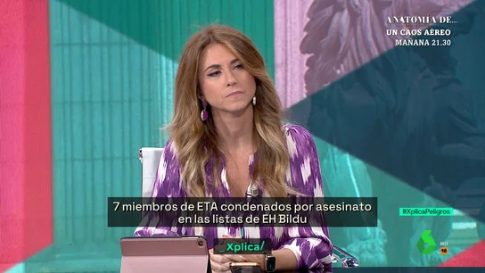 "Como hija de militar no puedo estar más indignada y asqueada", la contundente valoración de Esther Ruiz sobre las listas de Bildu "Como hija de militar no puedo estar más indignada y asqueada", la contundente valoración de Esther Ruiz sobre las listas de Bildu
