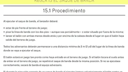 Reglamento del saque de banda Reglamento del saque de banda