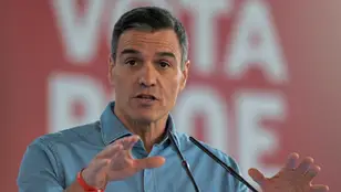 Pedro Sánchez, durante su comparecencia en Puertollano