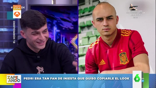 Pedri confiesa a Pablo Motos que desde pequeño quería parecerse a Iniesta: "Me quería pelar como él" Pedri confiesa a Pablo Motos que desde pequeño quería parecerse a Iniesta: "Me quería pelar como él"