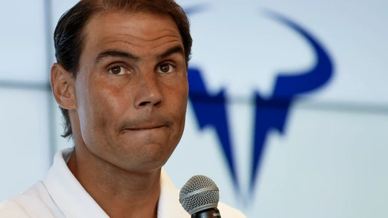 Rafa Nadal durante la rueda de prensa en la que ha anunciado su ausencia en Roland Garros Rafa Nadal durante la rueda de prensa en la que ha anunciado su ausencia en Roland Garros