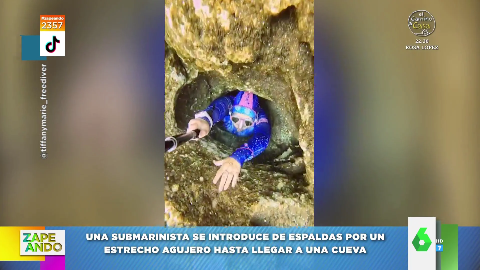 El agobiante vídeo de un submarinista que nada a través de un agujero en apnea