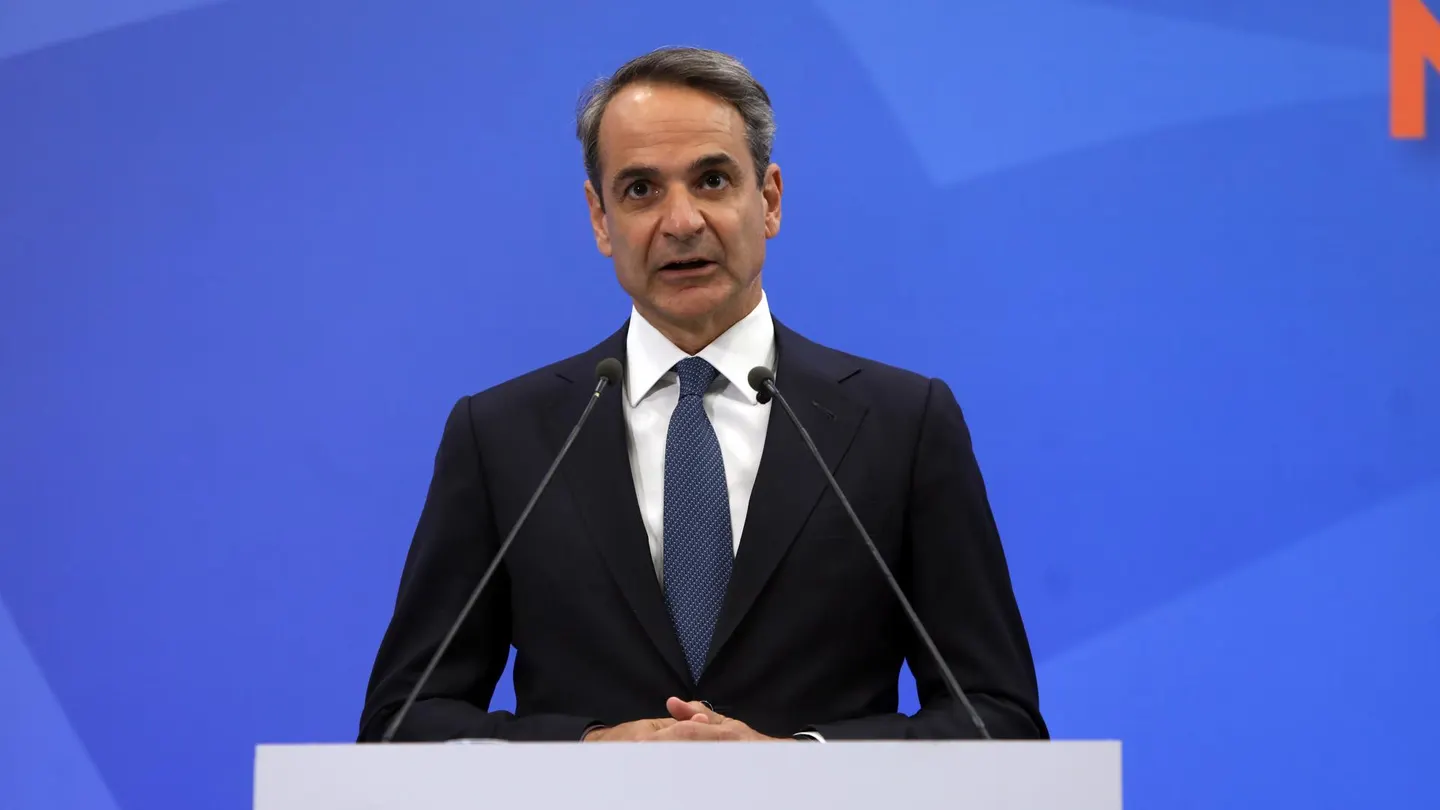 El primer ministro griego y líder de Nueva Democracia, Kyriakos Mitsotakis, en una conferencia de prensa El primer ministro griego y líder de Nueva Democracia, Kyriakos Mitsotakis, en una conferencia de prensa