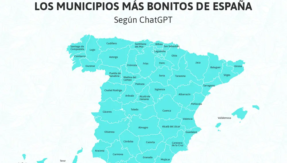 Mapa de los municipios más bonitos de España