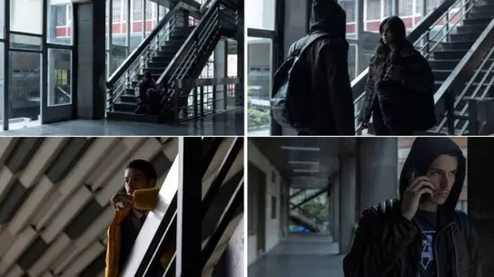 Cristina Kovani, Arón Piper y Manu Ríos, protagonistas de 'El Silencio' en varias escenas rodadas en las torres de la Calle Alcorta, en Bilbao. Cristina Kovani, Arón Piper y Manu Ríos, protagonistas de 'El Silencio' en varias escenas rodadas en las torres de la Calle Alcorta, en Bilbao.