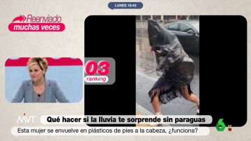 Cristina Pardo, al ver a una mujer protegerse de la lluvia con una bolsa de plástico: Me representa