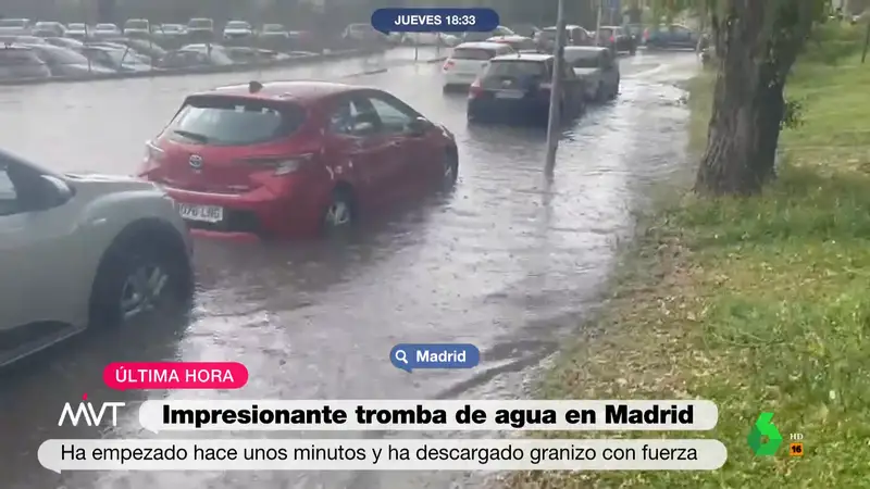 Una fuerte tormenta de granizo sorprende en Madrid