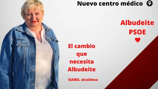 Imagen promocional del PSOE en la que aparece Isabel Peñalver. Imagen promocional del PSOE en la que aparece Isabel Peñalver.