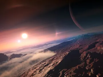 Recreación artística de un sistema planetario Recreación artística de un sistema planetario