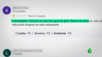 Las críticas a un restaurante por cobrar 4,50€ por un vaso de agua del grifo