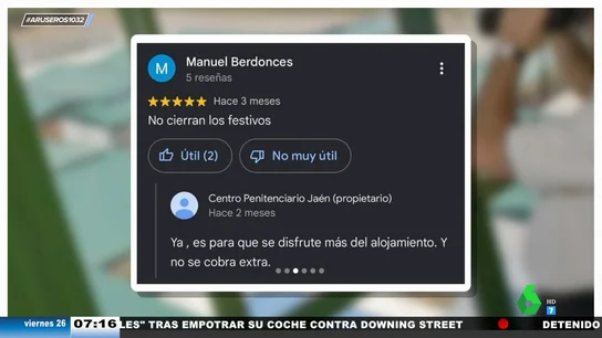 Las divertidas respuestas del Community Manager de la cárcel de Jaen a las reseñas en Google: "Hay alojamientos peores" Las divertidas respuestas del Community Manager de la cárcel de Jaen a las reseñas en Google: "Hay alojamientos peores"