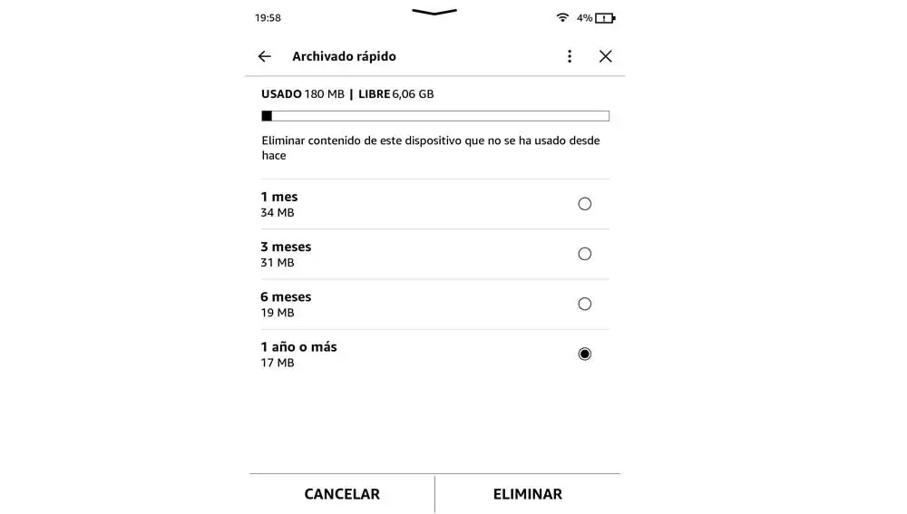 Archivado rápido en Kindle