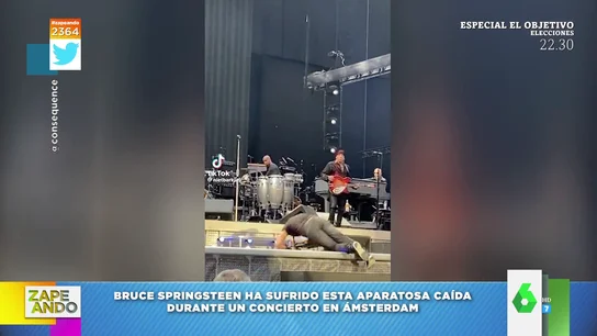La aparatosa caída de Bruce Springsteen durante un concierto: "Se tropieza con su propio pie" La aparatosa caída de Bruce Springsteen durante un concierto: "Se tropieza con su propio pie"
