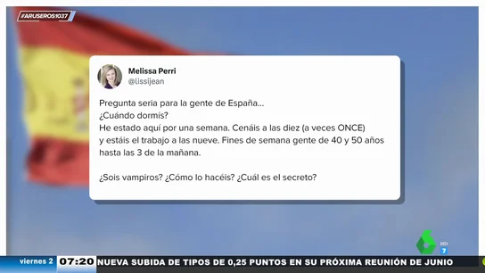 "¿Sois vampiros?": la pregunta de una estadounidense al comprobar lo poco que dormimos los españoles "¿Sois vampiros?": la pregunta de una estadounidense al comprobar lo poco que dormimos los españoles