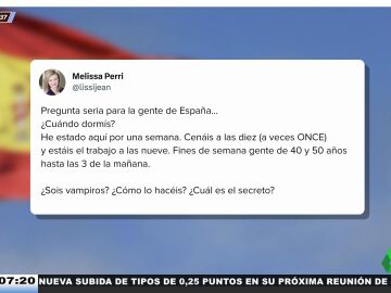 "¿Sois vampiros?": la pregunta de una estadounidense al comprobar lo poco que dormimos los españoles