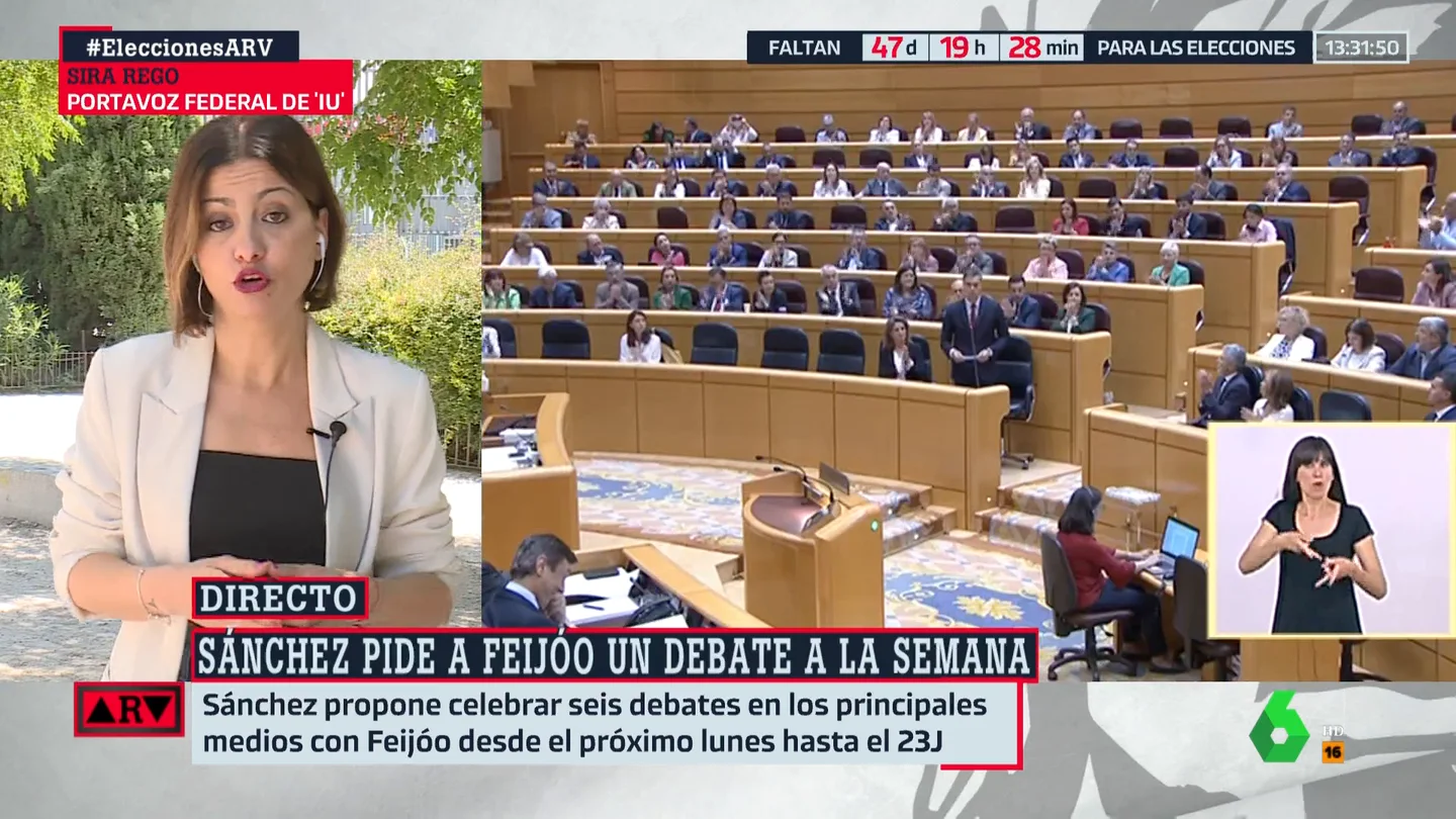 Sira Rego rechaza la propuesta de Sánchez a Feijóo y apuesta por debates más amplios: "El bipartidismo es cosa del pasado" Sira Rego rechaza la propuesta de Sánchez a Feijóo y apuesta por debates más amplios: "El bipartidismo es cosa del pasado"