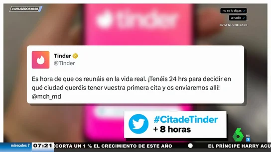 Tinder interviene y da un ultimátum a una pareja que lleva 3 años hablando a través de la app sin quedar para verse Tinder interviene y da un ultimátum a una pareja que lleva 3 años hablando a través de la app sin quedar para verse