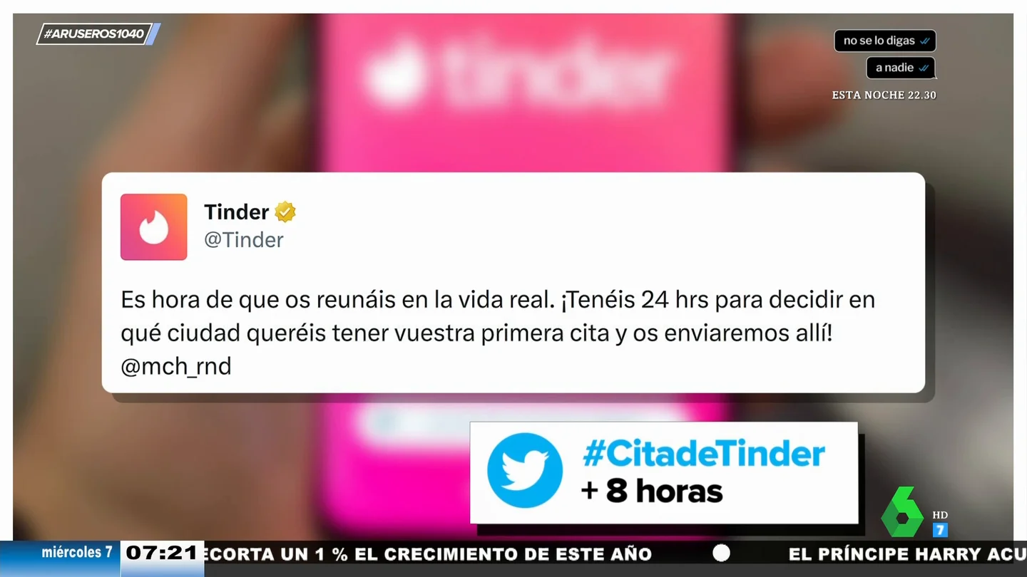 Tinder interviene y da un ultimátum a una pareja que lleva 3 años hablando a través de la app sin quedar para verse Tinder interviene y da un ultimátum a una pareja que lleva 3 años hablando a través de la app sin quedar para verse