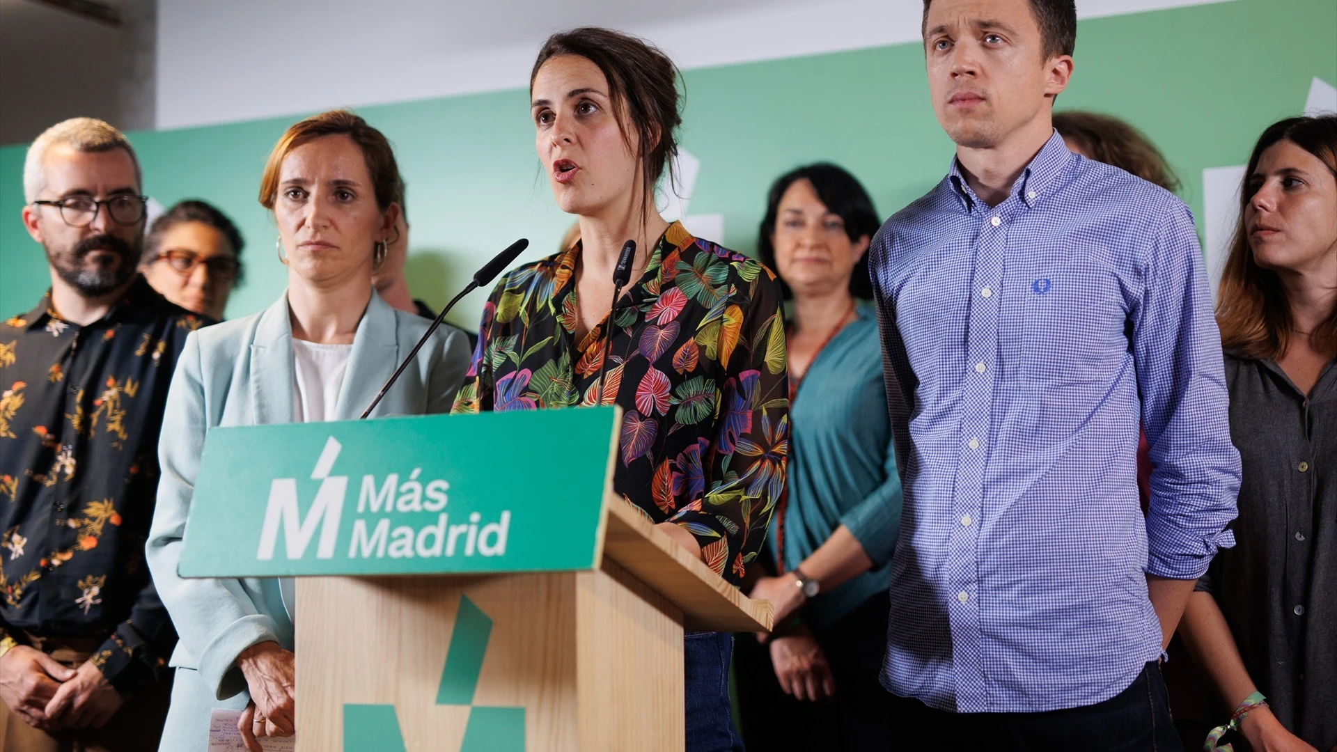 Mónica García, Rita Maestre, e Iñigo Errejón, tras las elecciones municipales y autonómicas del 28M.