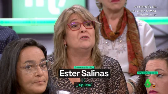 Una camarera de piso responde irónica a las quejas del sector turístico por el adelanto electoral: "Podrán ir tirando" Ester Salinas, representante de las camareras de piso, recordaba en este vídeo de laSexta Xplica al sector turístico que, frente a un posible descenso de reservas por el adelanto electoral, "facturaron en el mes de abril 2.936.000 euros, es mucho dinero".
