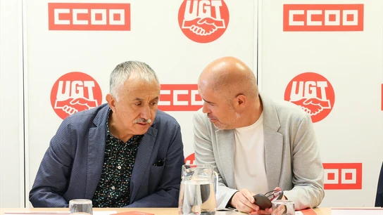 Los secretarios generales de CCOO y UGT, Unai Sordo y Pepe Álvarez. Los secretarios generales de CCOO y UGT, Unai Sordo y Pepe Álvarez.