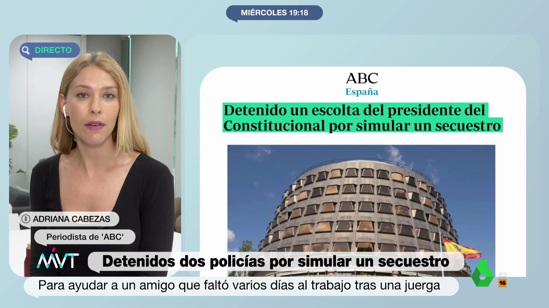 "Les habría prometido una cena con servicio de prostitución", apunta la periodista Adriana Cabezas sobre el caso del hostelero y dos policías que habrían simulado un secuestro como justificación del empresario tras faltar al trabajo por una juerga.